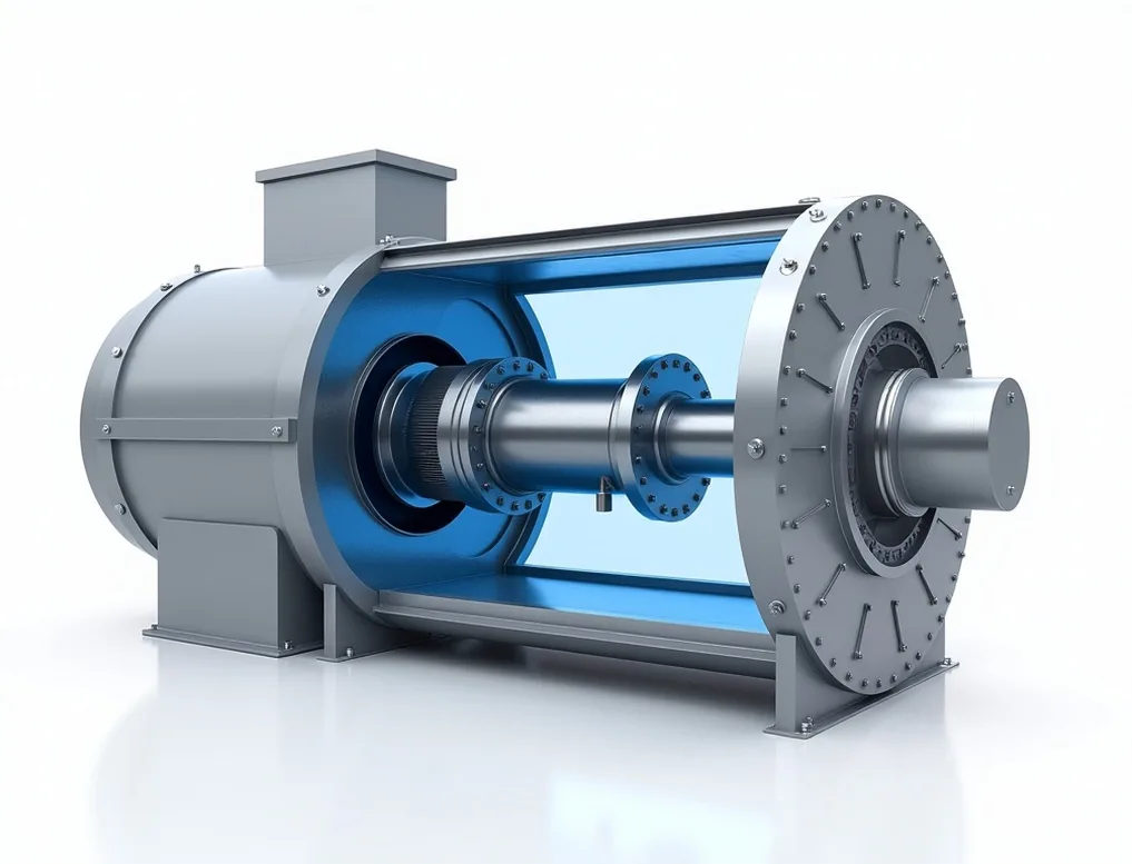 Cross-section hero shot of a large refrigerated centrifuge on white background
