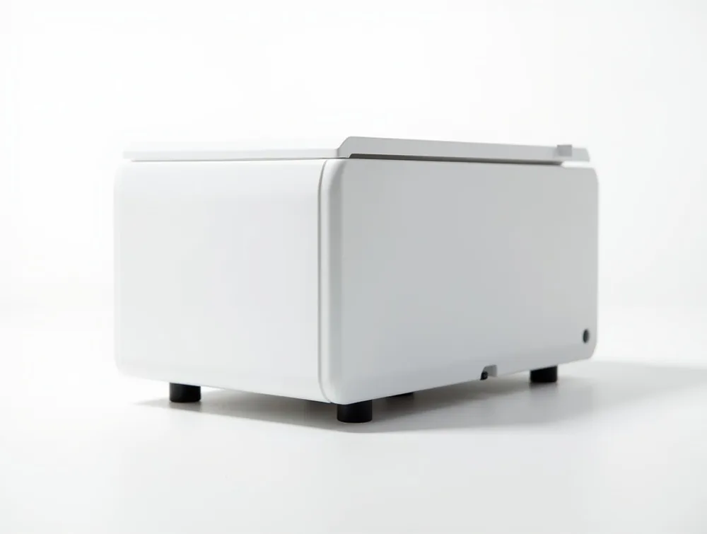 Side profile of a high-speed microcentrifuge on white background